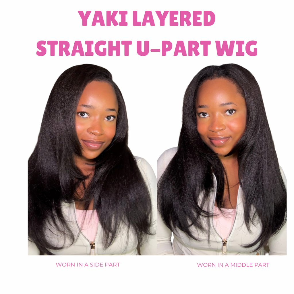 Yaki layered straight u-part wig