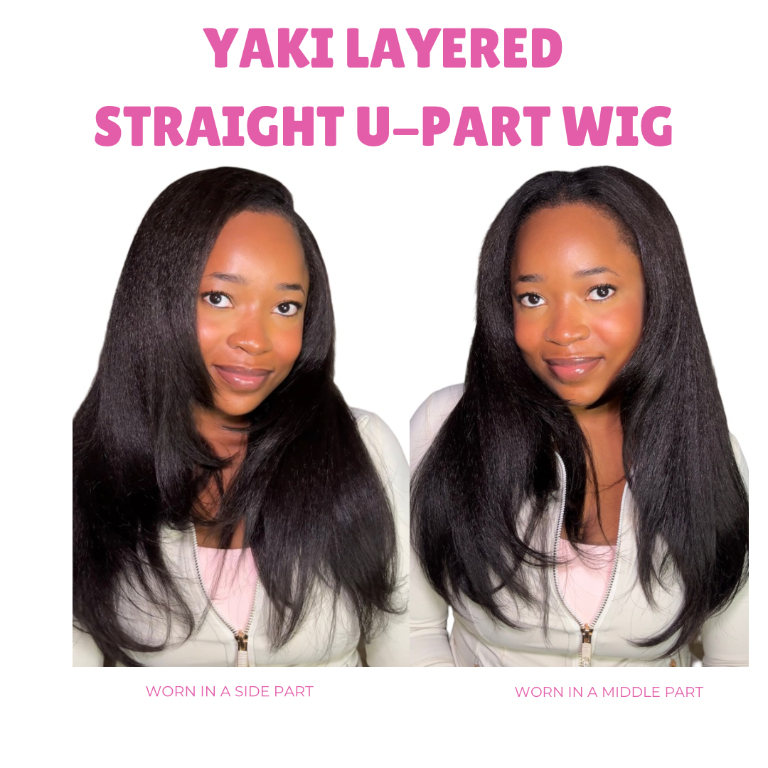 Yaki layered straight u-part wig