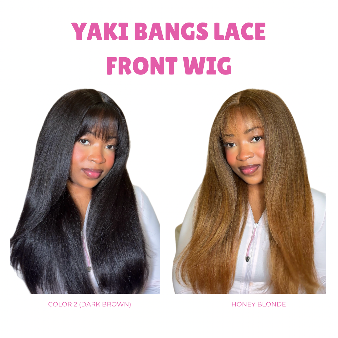 Yaki bangs lace front wig(24”)