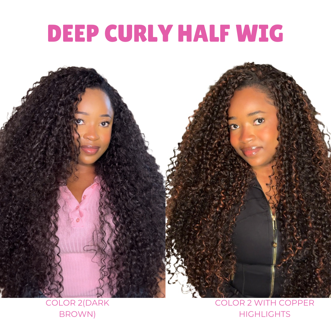 Deep curly half wig