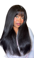 Yaki bangs lace front wig(24”)