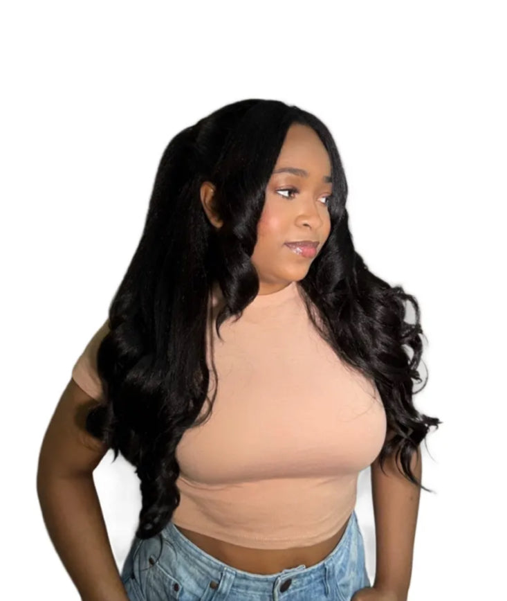 Yaki half up/down extensions with double bangs