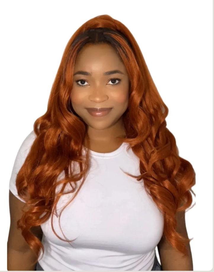 Yaki half up/down extensions with double bangs