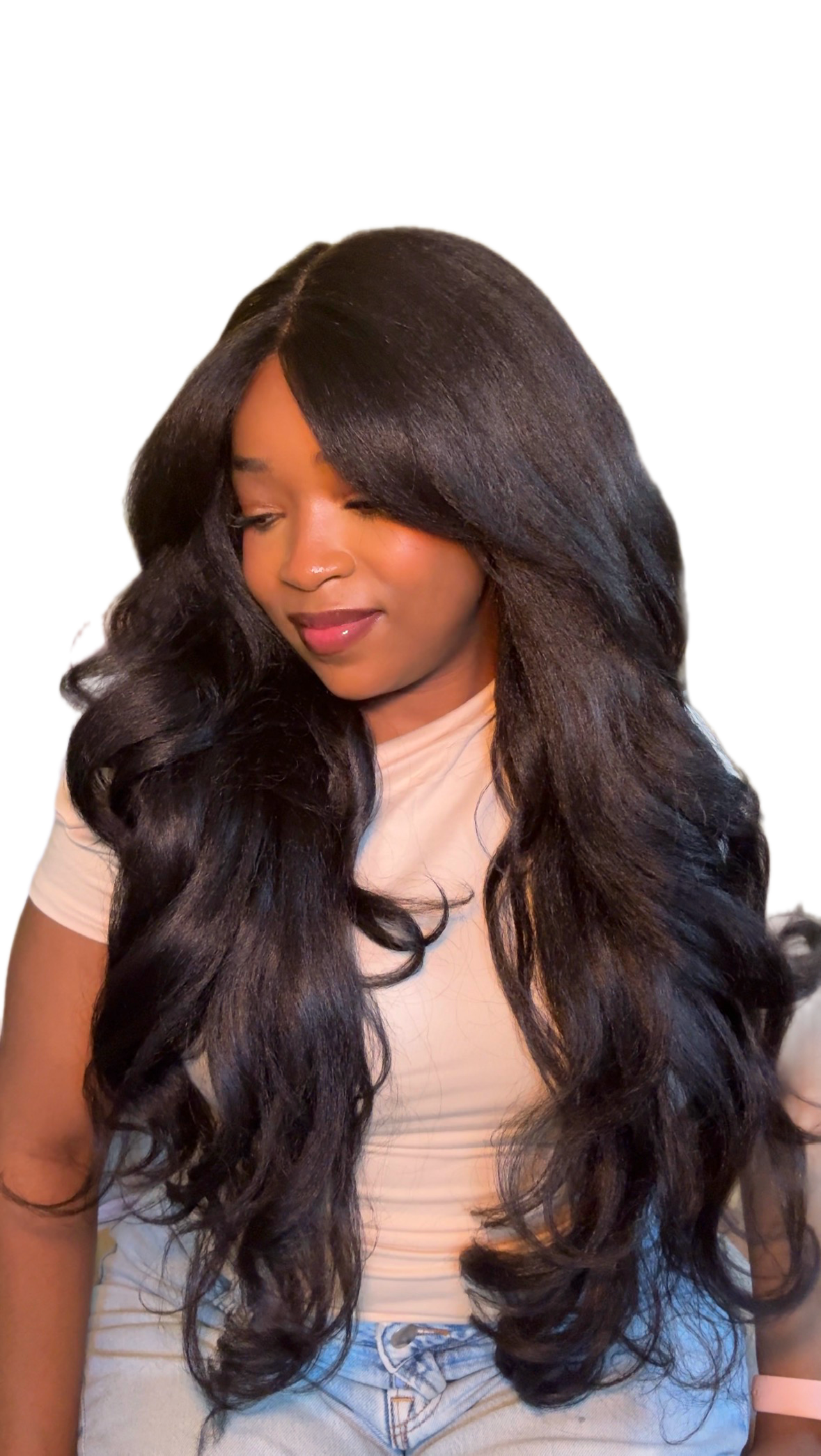 Yaki curtain bangs lace front (28”)