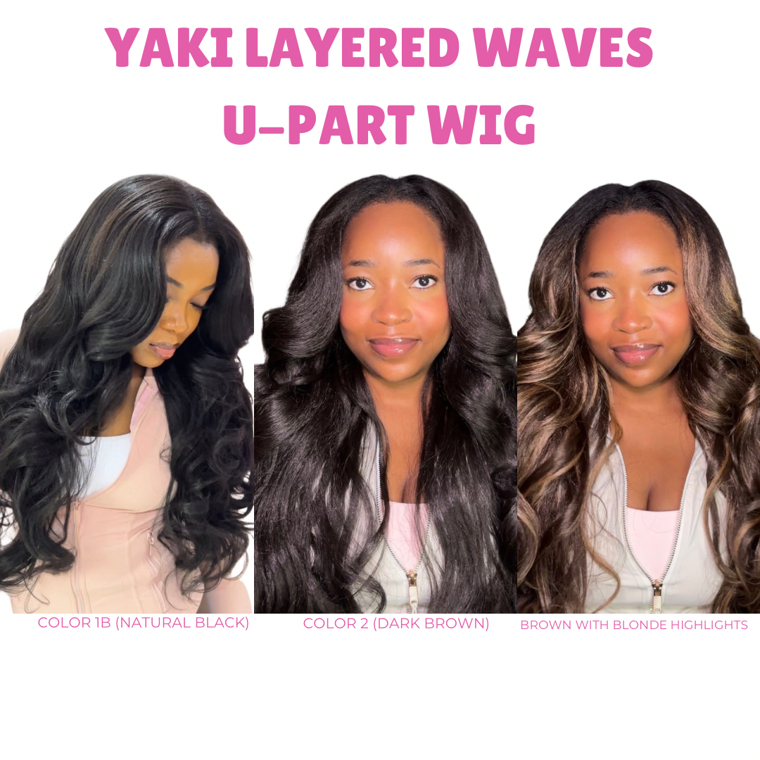 Yaki layered waves u-part wig