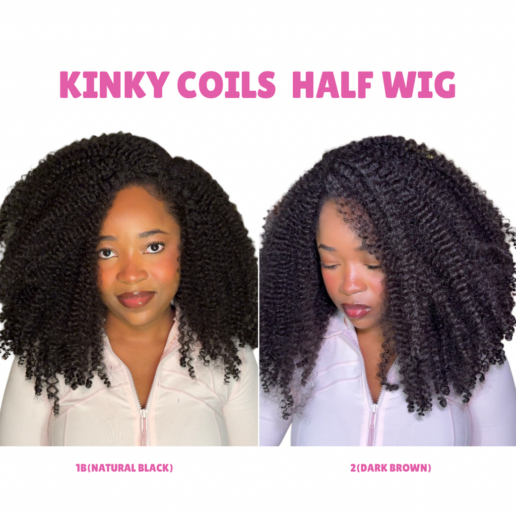 Kinky coils half wig
